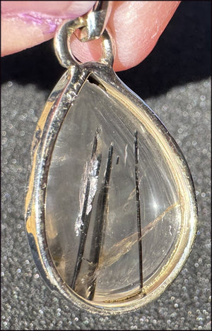 Sterling Silver and TOURMILATED QUARTZ Crystal Pendant with Hematite inclusions - Double strength protection and grounding!