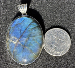 Sterling Silver and LABRADORITE Crystal Pendant - Protection, Discourage Energy "Vampires"