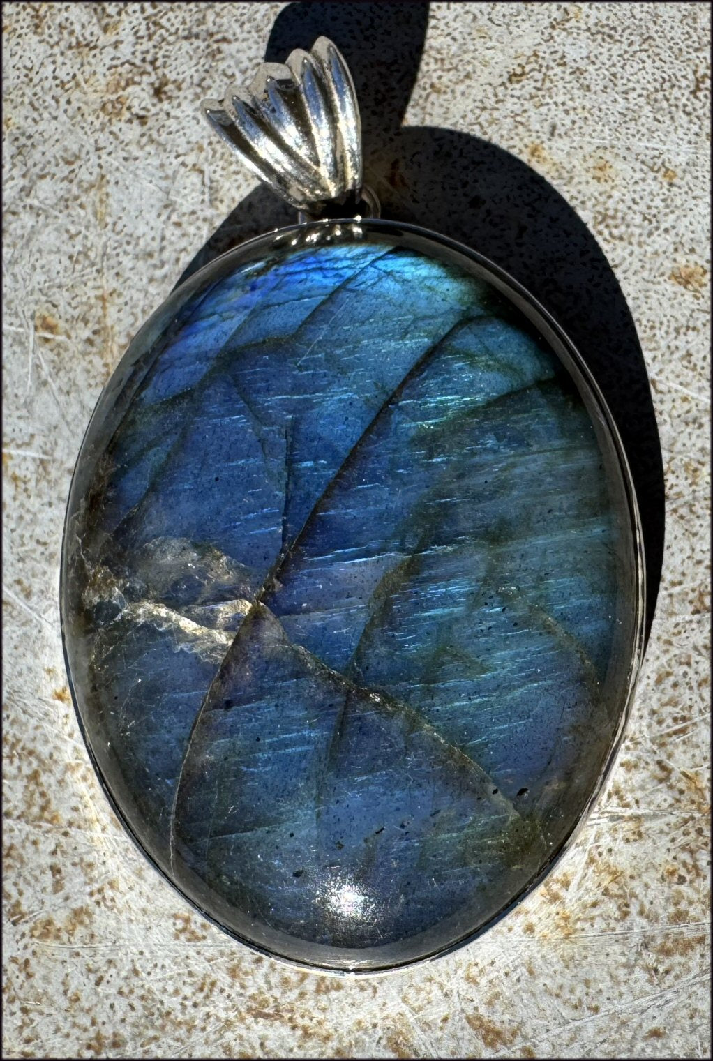 Sterling Silver and LABRADORITE Crystal Pendant - Protection, Discourage Energy "Vampires"