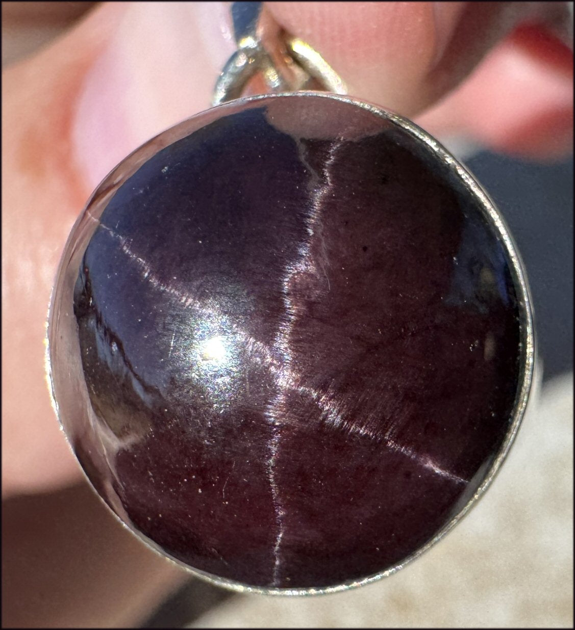 Sterling Silver and STAR GARNET Crystal Pendant - Boost vitality, Protection