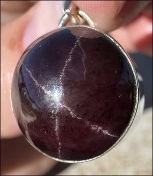 Sterling Silver and STAR GARNET Crystal Pendant - Boost vitality, Protection