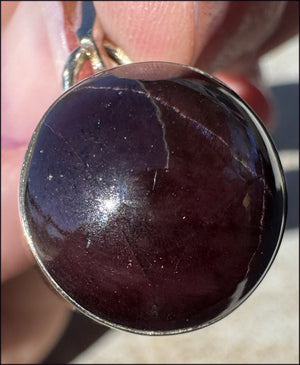 Sterling Silver and STAR GARNET Crystal Pendant - Boost vitality, Protection