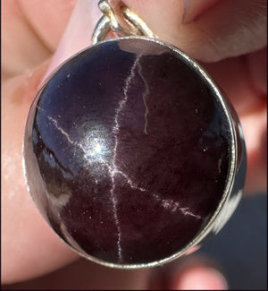 Sterling Silver and STAR GARNET Crystal Pendant - Boost vitality, Protection