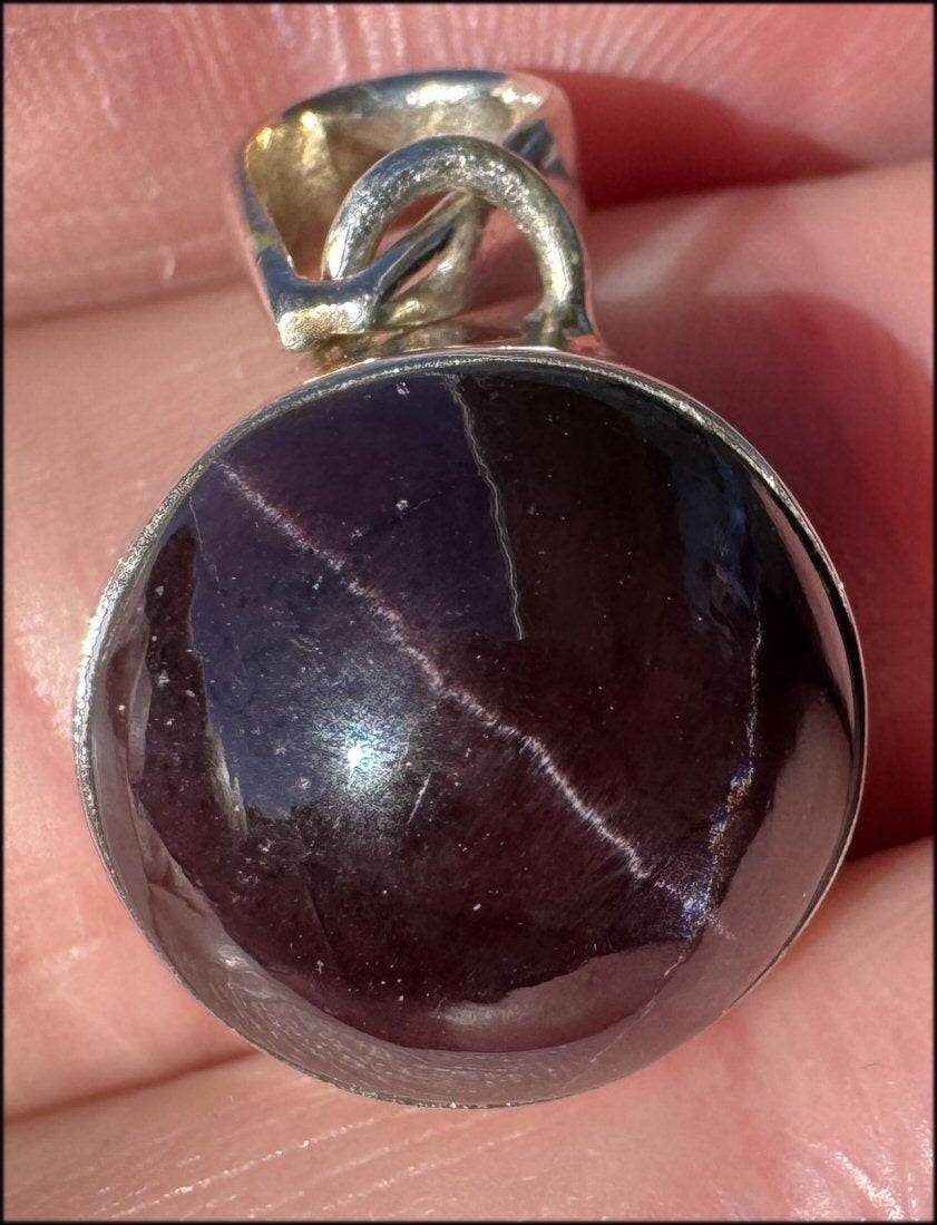 Sterling Silver and STAR GARNET Crystal Pendant - Boost vitality, Protection