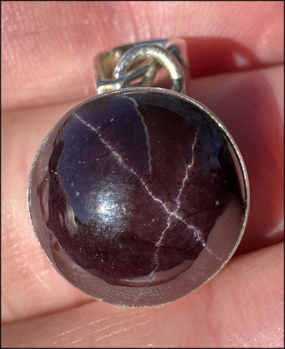 Sterling Silver and STAR GARNET Crystal Pendant - Boost vitality, Protection