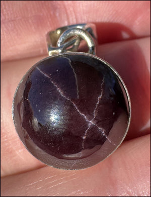 Sterling Silver and STAR GARNET Crystal Pendant - Boost vitality, Protection