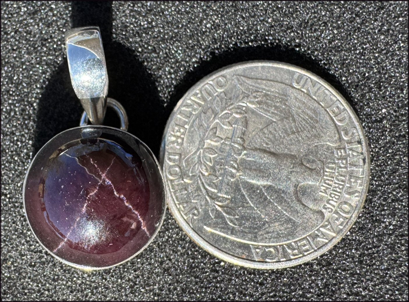 Sterling Silver and STAR GARNET Crystal Pendant - Boost vitality, Protection