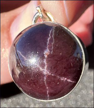 Sterling Silver and STAR GARNET Crystal Pendant - Boost vitality, Protection