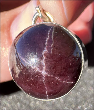 Sterling Silver and STAR GARNET Crystal Pendant - Boost vitality, Protection