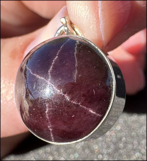 Sterling Silver and STAR GARNET Crystal Pendant - Boost vitality, Protection