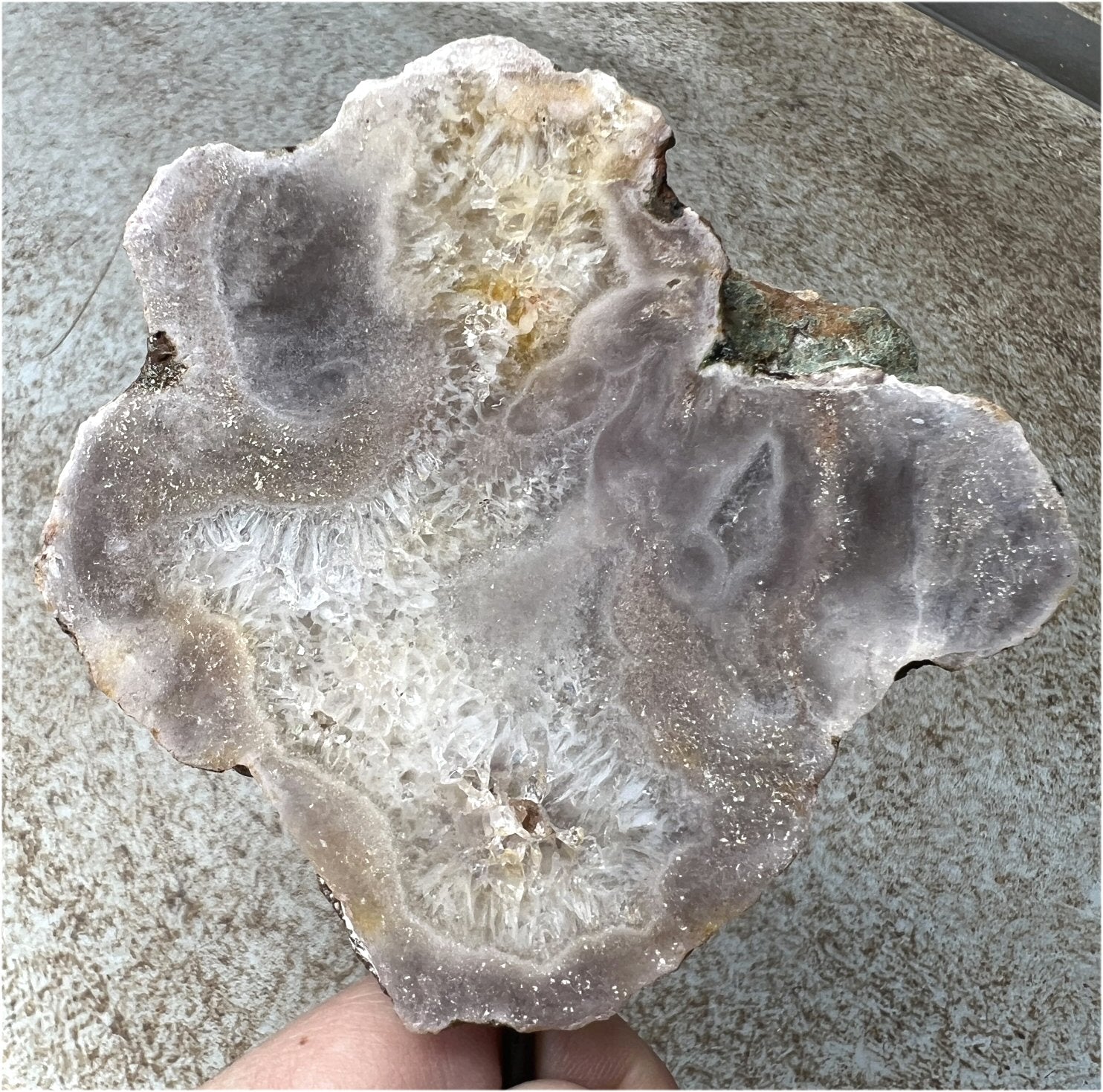 Pink Amethyst Standing Stone with Metal Stand - Exquisite crystalline formations!