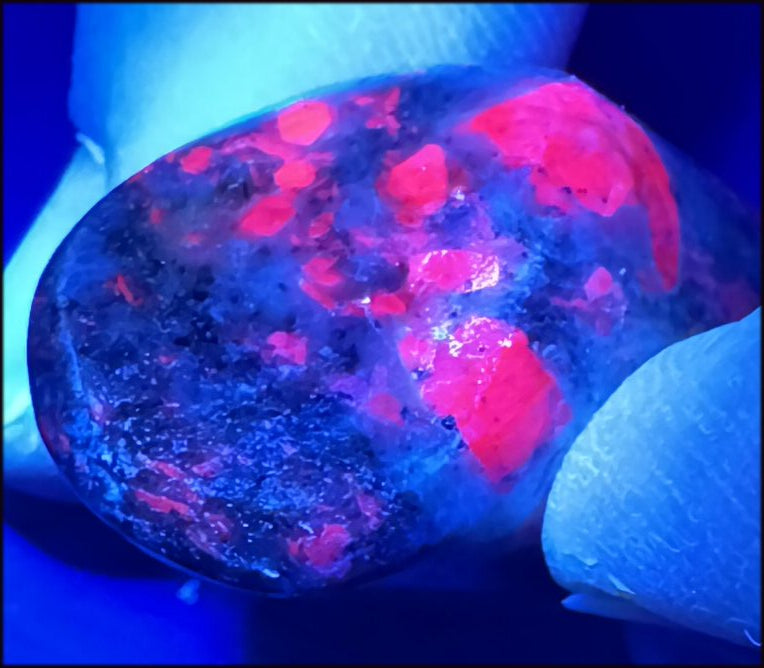 Highly Fluorescent RUBY in Matrix Pocket Stone - Vitality, Heart Chakra