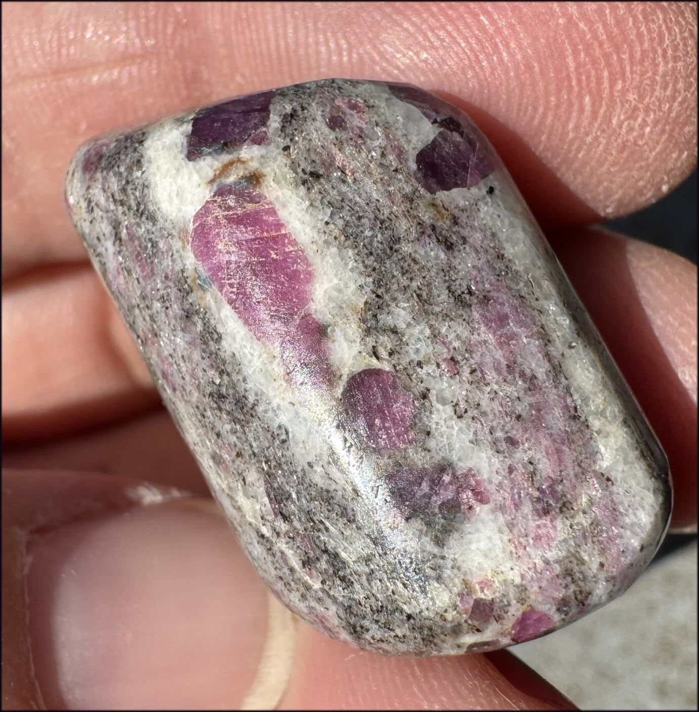 Highly Fluorescent RUBY in Matrix Pocket Stone - Vitality, Heart Chakra