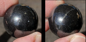 1 Small Polished Russian Shungite SPHERE - Root Chakra, Grounding