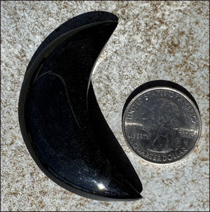 Silver Sheen OBSIDIAN Crescent MOON - Scrying, Remove negativity