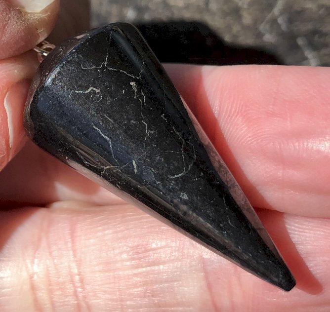 Shungite Pendulum with Chain - Grounding, a Stone of Deep Secrets