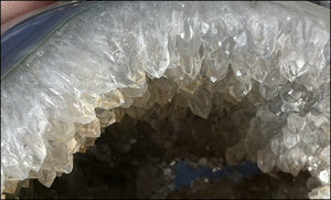 Baby Life-Size Agate GEODE Crystal Skull with BIG Druzy-lined VUG!