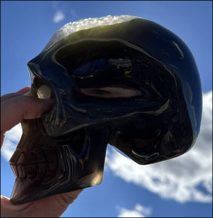 Baby Life-Size Agate GEODE Crystal Skull with BIG Druzy-lined VUG!