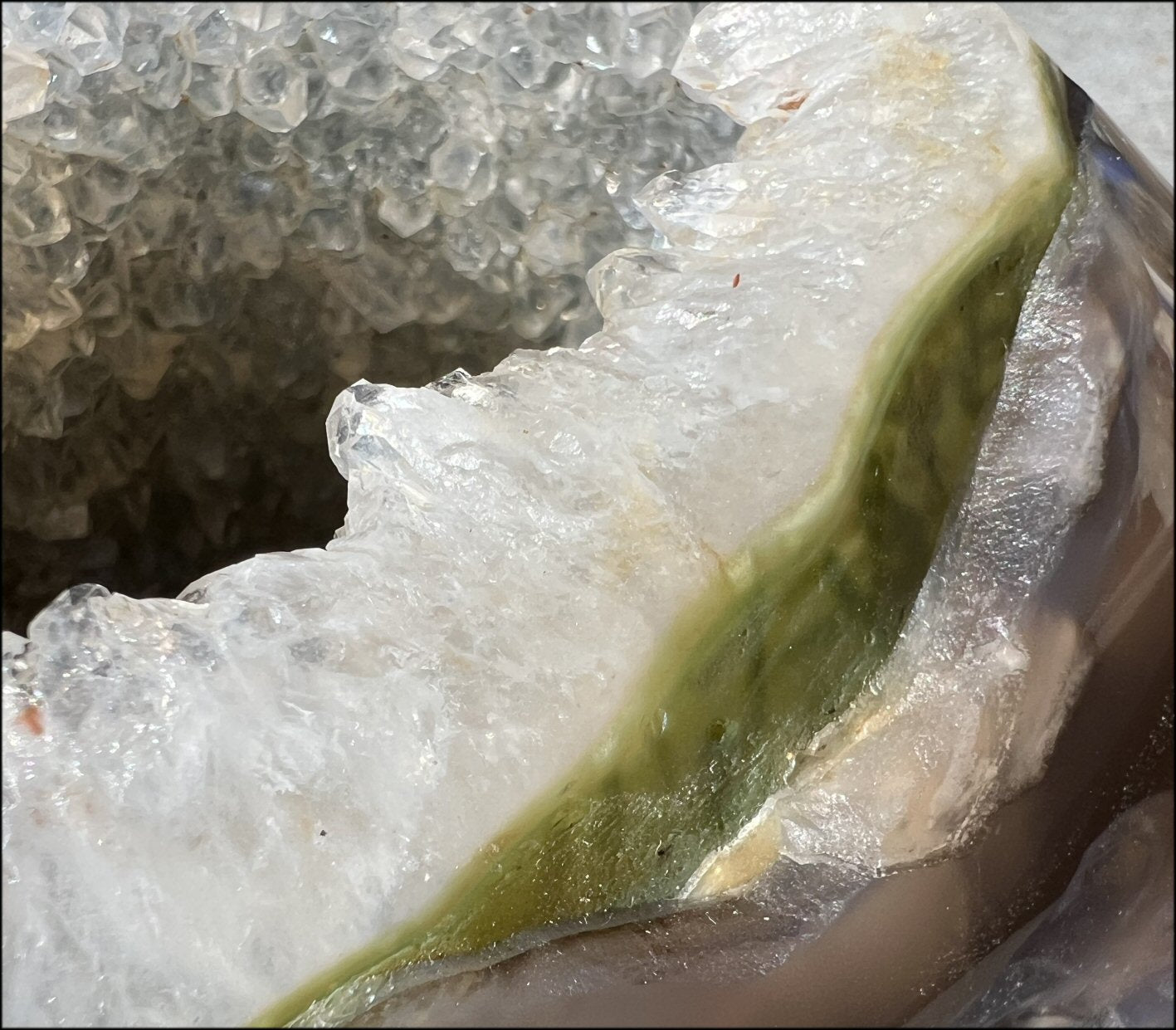 Baby Life-Size Agate GEODE Crystal Skull with BIG Druzy-lined VUG!