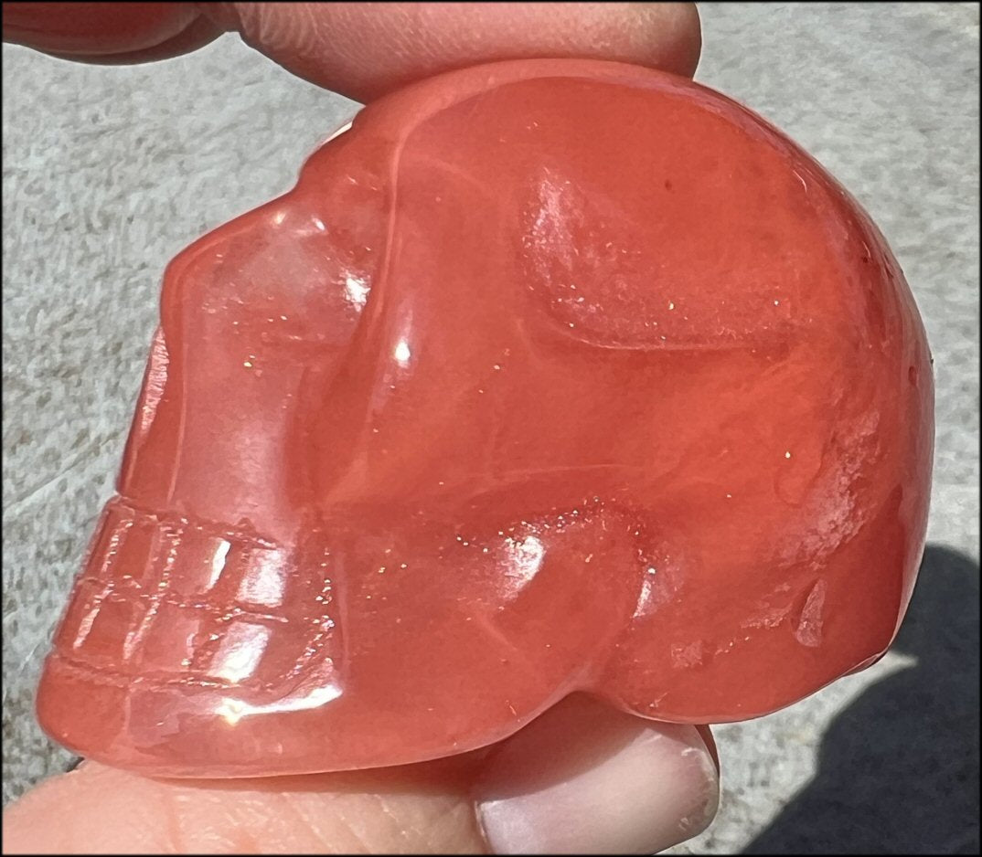 Strawberry Quartz CRYSTAL SKULL - Repel negative energies - with Synergy 6+ yrs