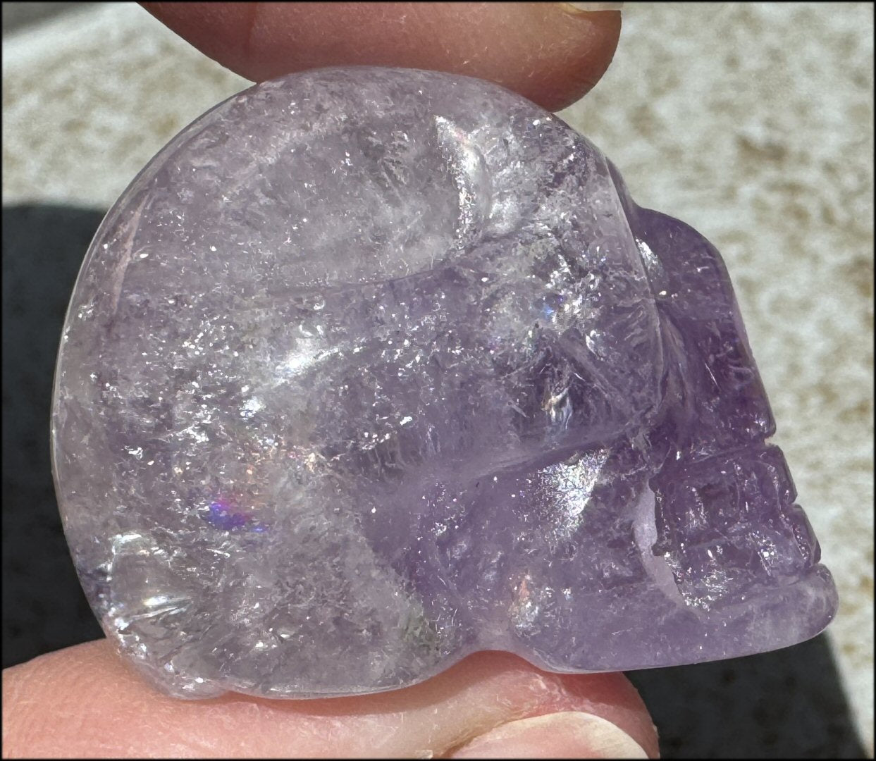 Small AMETHYST Crystal Skull with Rainbows - Divination - with Synergy 8+ yrs