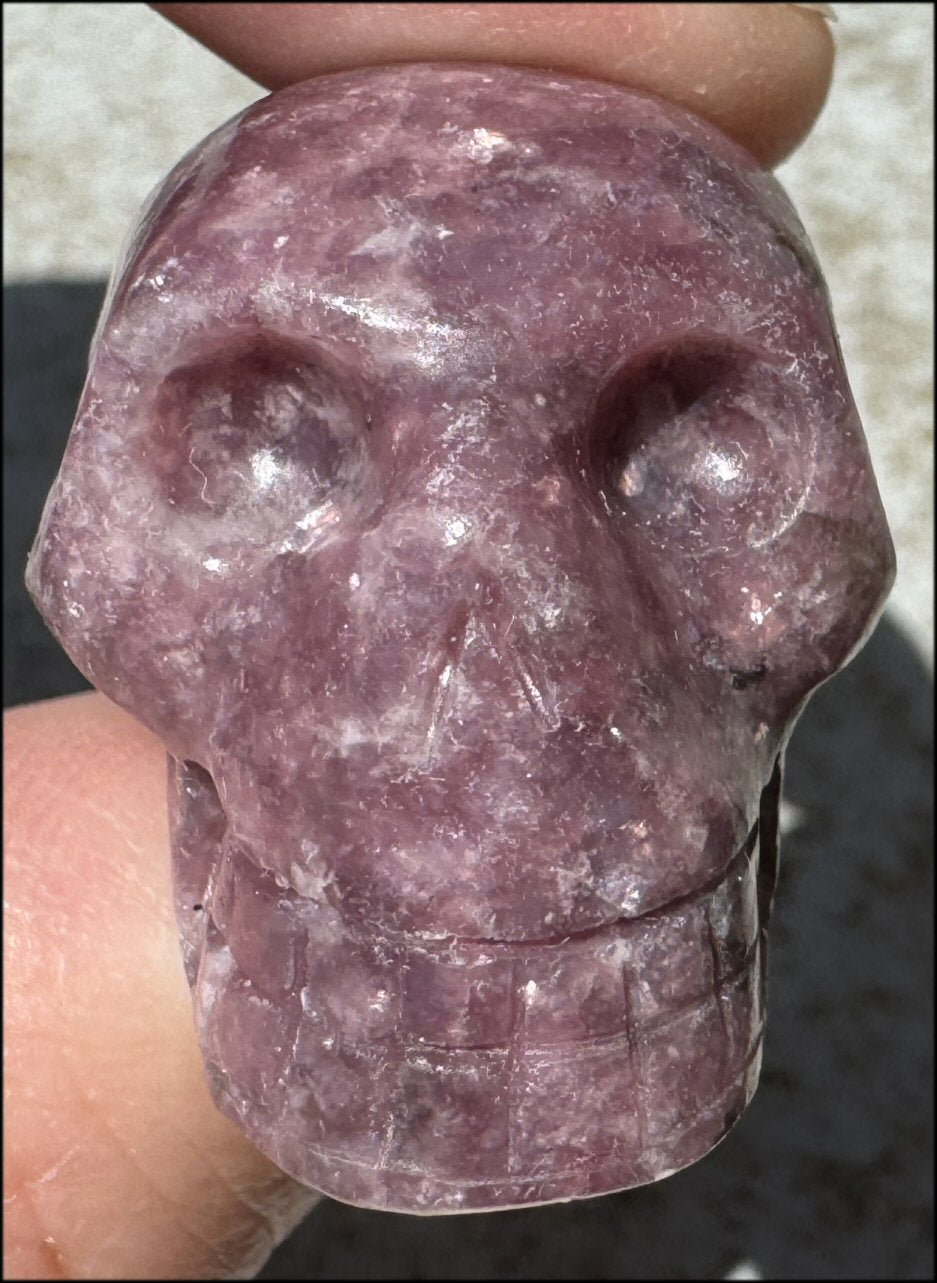 Small LEPIDOLITE Crystal Skull - AKA Lavenderine - Relaxation, Optimism