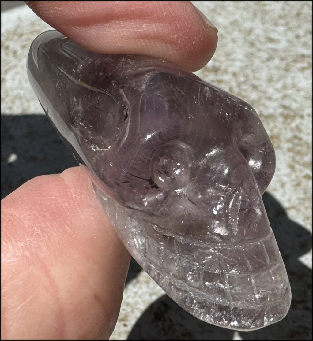 Amethyst ANUNNAKI STYLE Crystal Skull with Smoky Phantoms