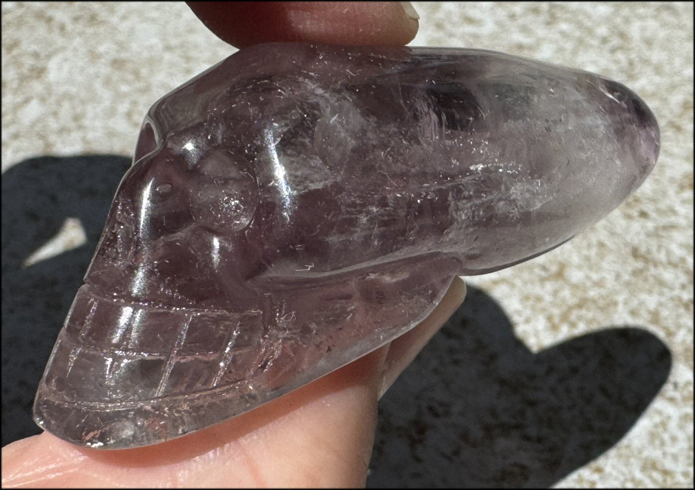 Amethyst ANUNNAKI STYLE Crystal Skull with Smoky Phantoms