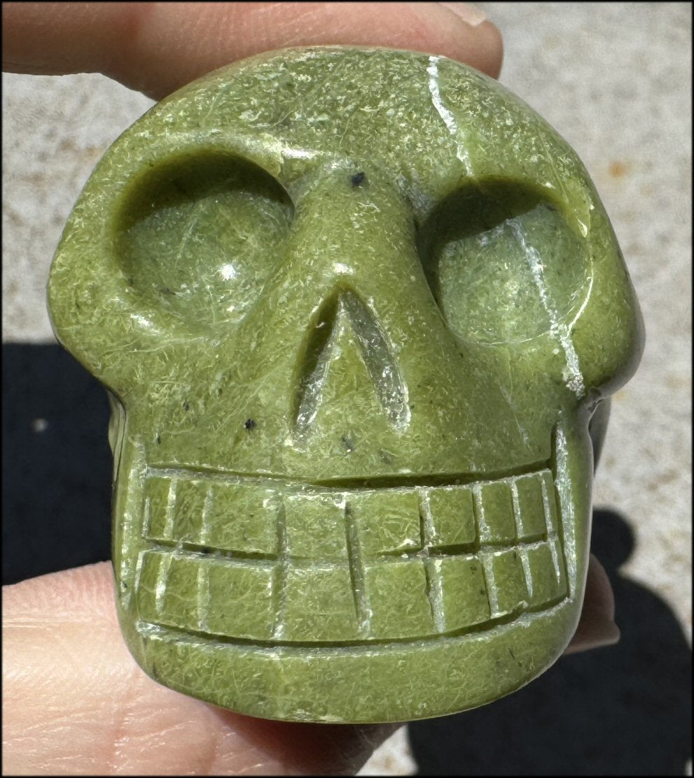 Nephrite Jade CRYSTAL SKULL - Serenity, Combat negative thoughts