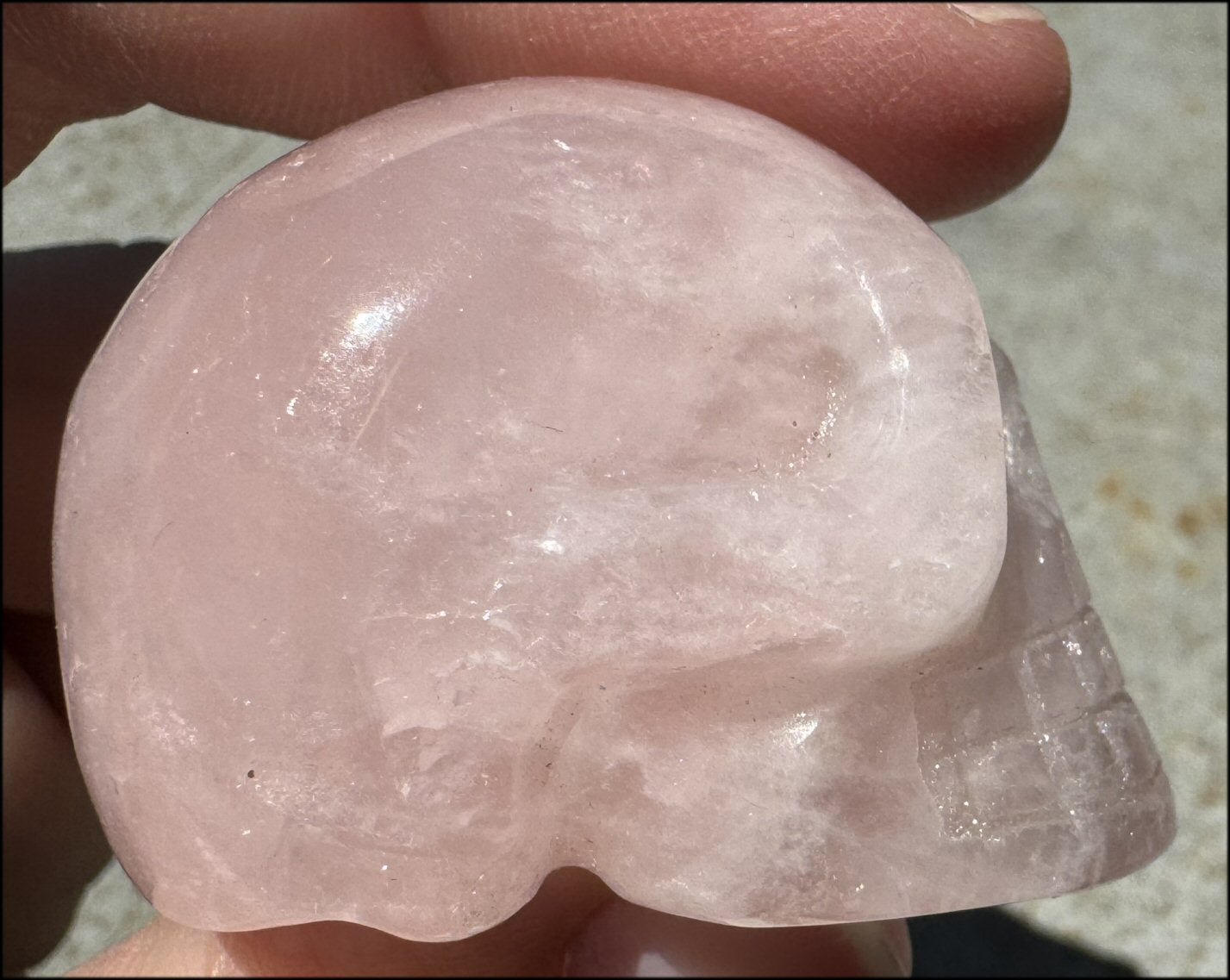 ROSE QUARTZ Crystal Skull - Heart Chakra, Self-Acceptance - with Synergy 8+ years