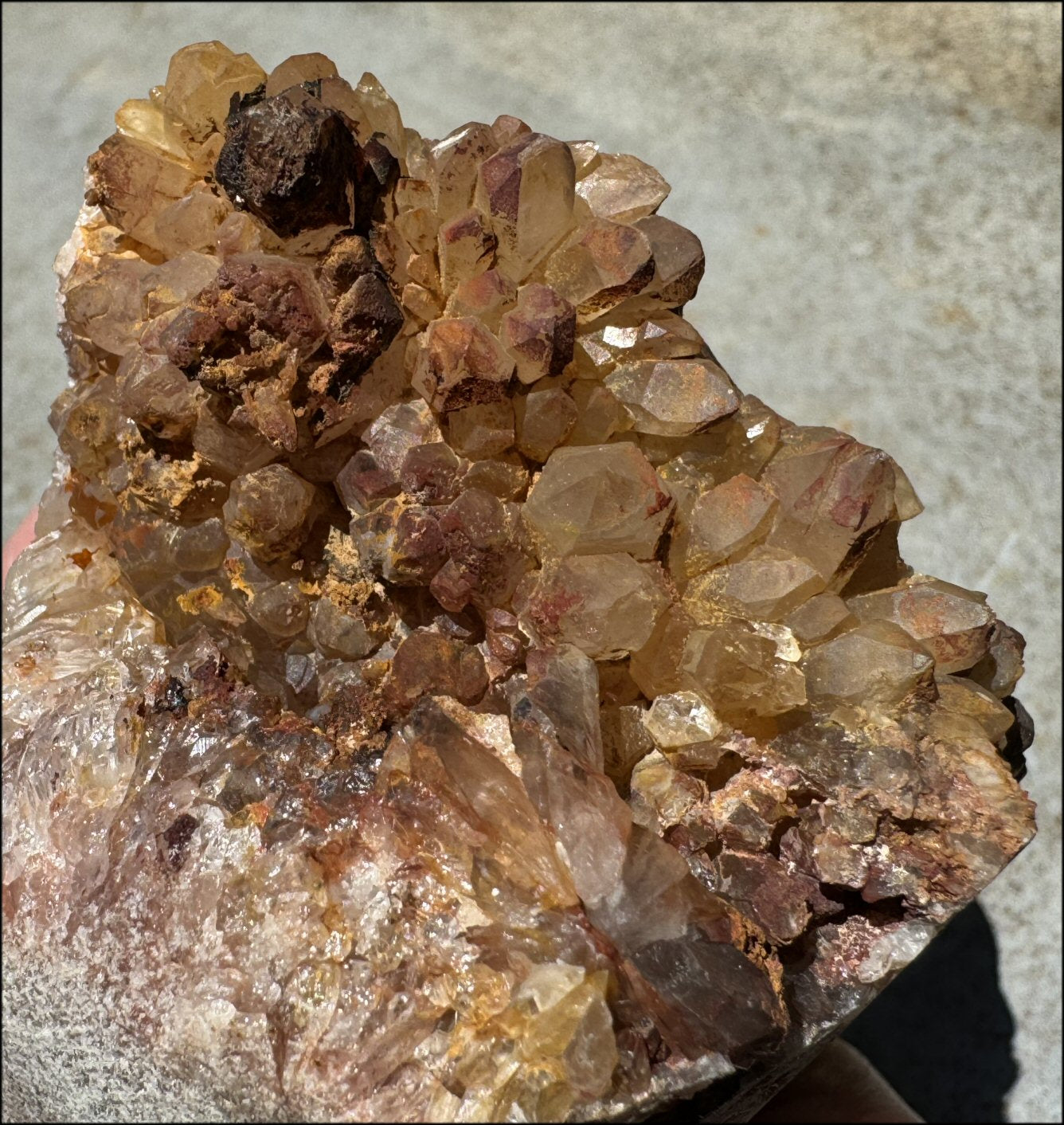 Fantastic XL Sparkly Hematoid Quartz + Limestone METAMORPHOSIS Crystal Skull