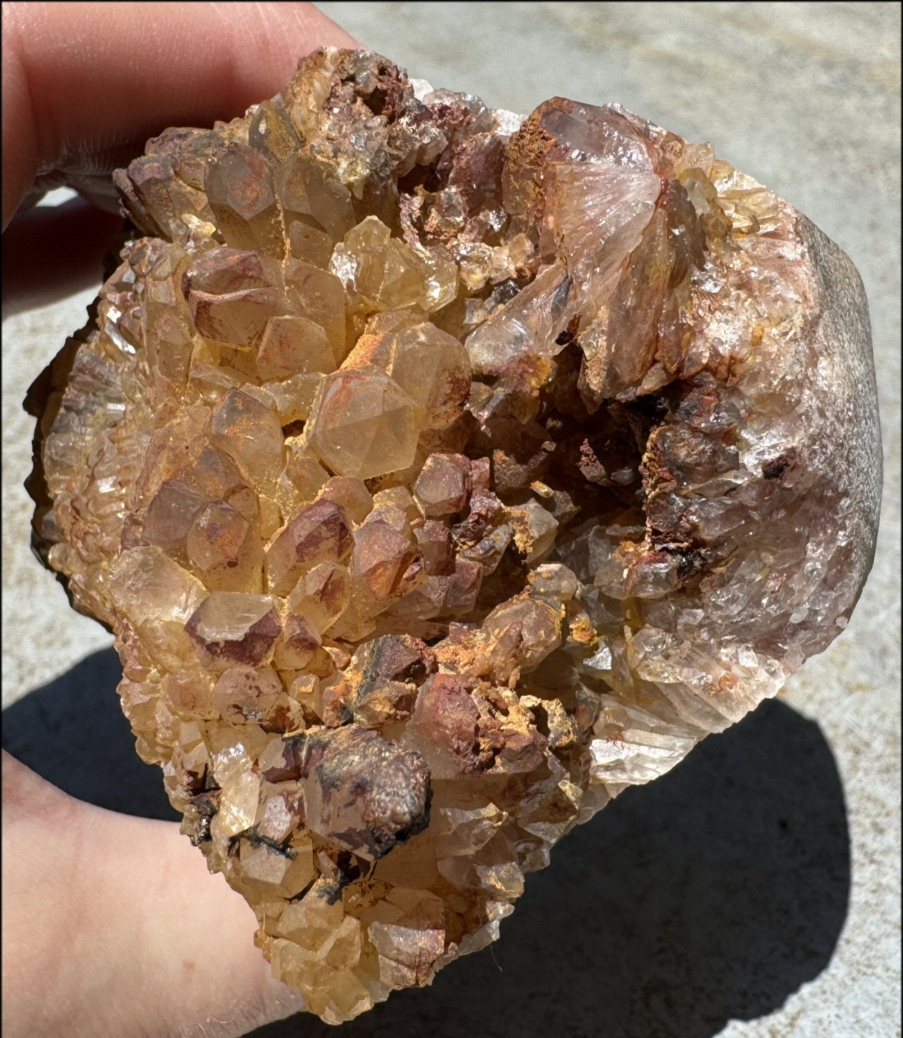 Fantastic XL Sparkly Hematoid Quartz + Limestone METAMORPHOSIS Crystal Skull