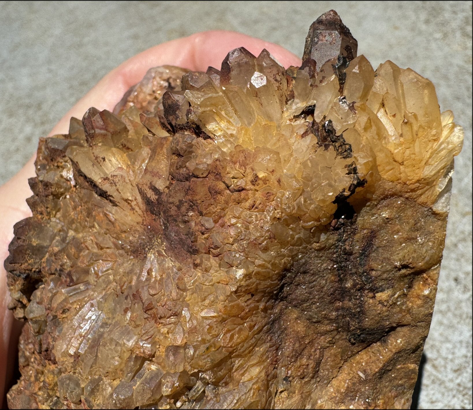 Fantastic XL Sparkly Hematoid Quartz + Limestone METAMORPHOSIS Crystal Skull