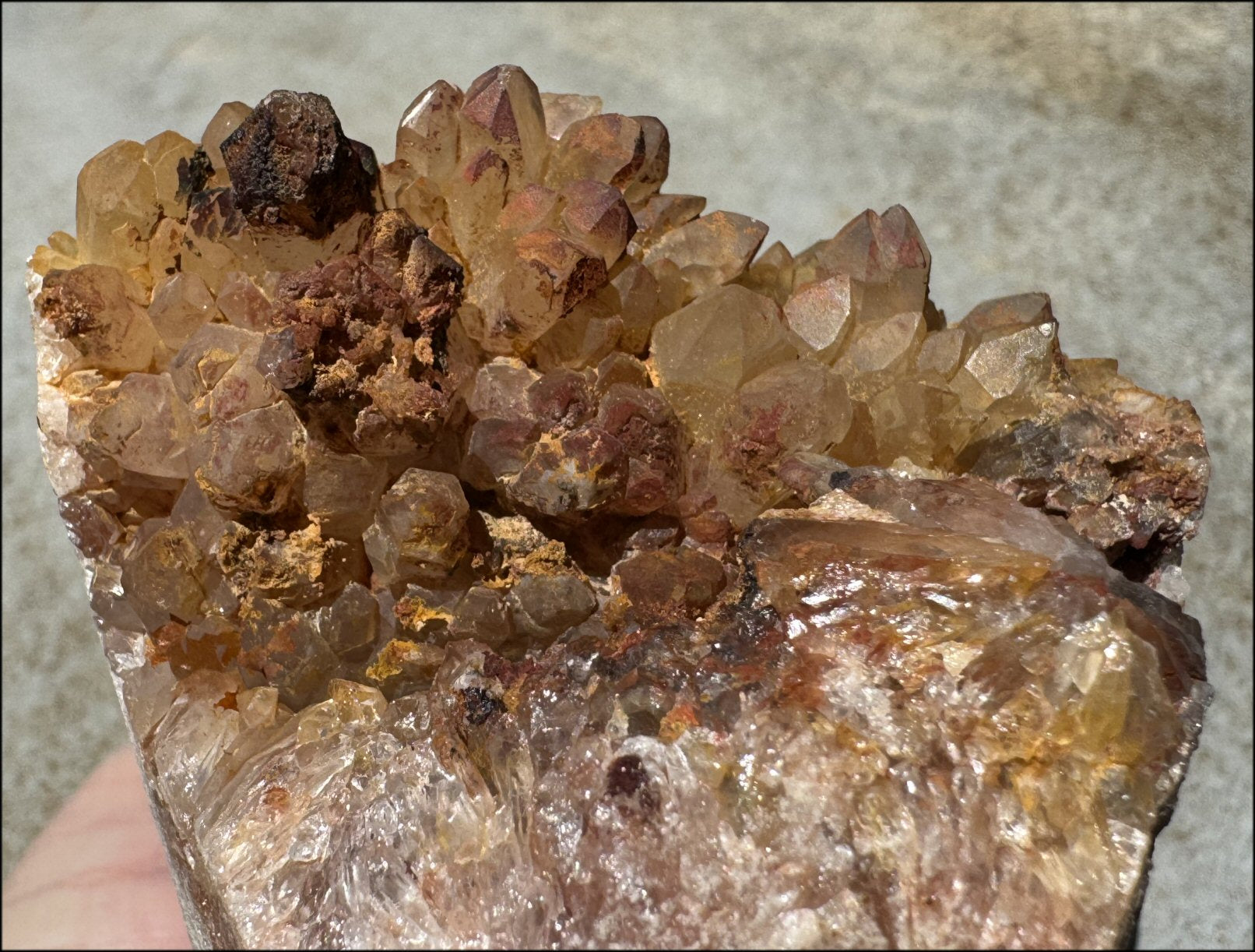 Fantastic XL Sparkly Hematoid Quartz + Limestone METAMORPHOSIS Crystal Skull