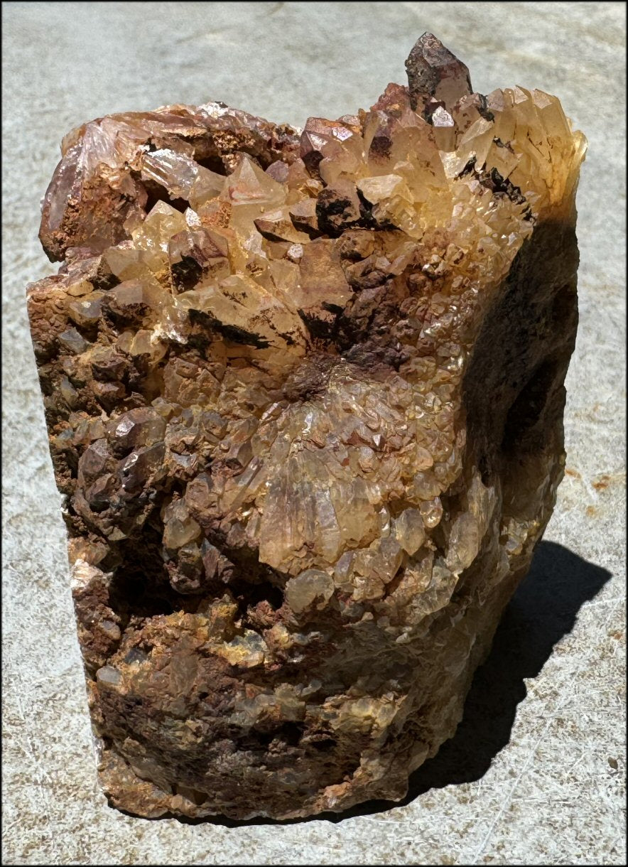 Fantastic XL Sparkly Hematoid Quartz + Limestone METAMORPHOSIS Crystal Skull