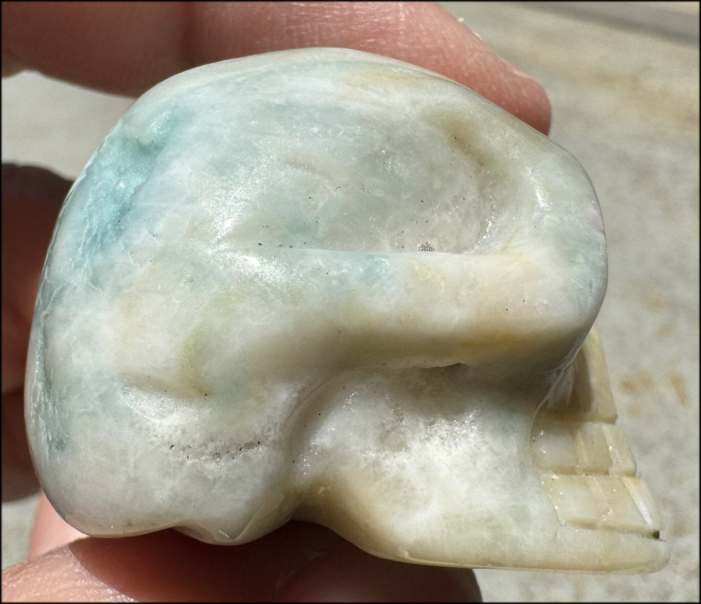 Peruvian BLUE OPAL Crystal Skull with Cool VUGS - Creativity, Communication