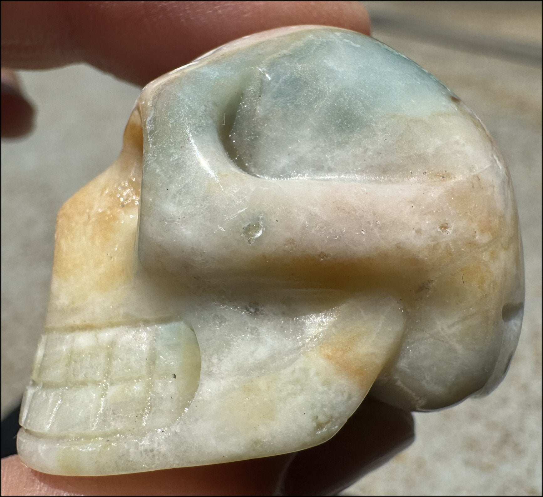 Peruvian BLUE OPAL Crystal Skull with Cool VUGS - Creativity, Communication