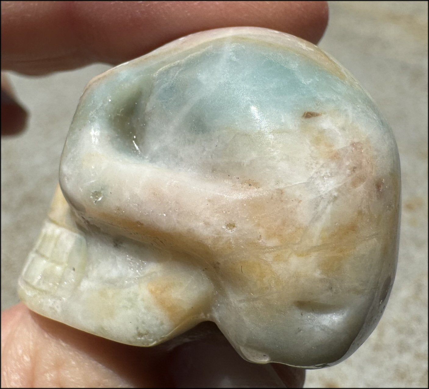 Peruvian BLUE OPAL Crystal Skull with Cool VUGS - Creativity, Communication