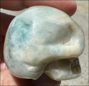 Peruvian BLUE OPAL Crystal Skull with Cool VUGS - Creativity, Communication