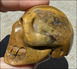 ~Unusual!~ Lg. Golden Moss Agate CRYSTAL SKULL - with Synergy 10+ yrs