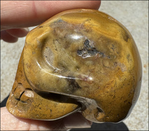 ~Unusual!~ Lg. Golden Moss Agate CRYSTAL SKULL - with Synergy 10+ yrs