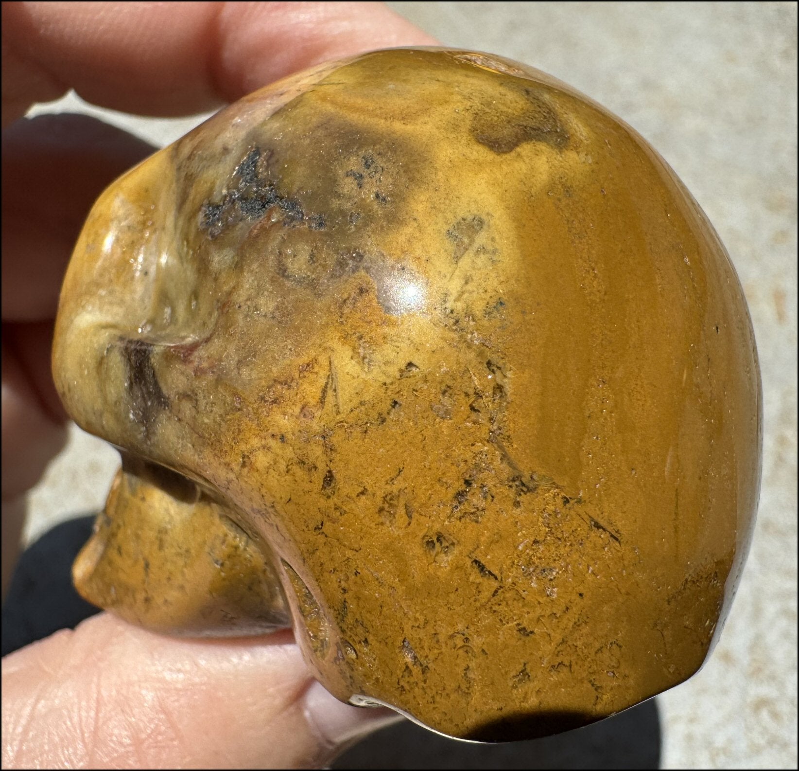 ~Unusual!~ Lg. Golden Moss Agate CRYSTAL SKULL - with Synergy 10+ yrs