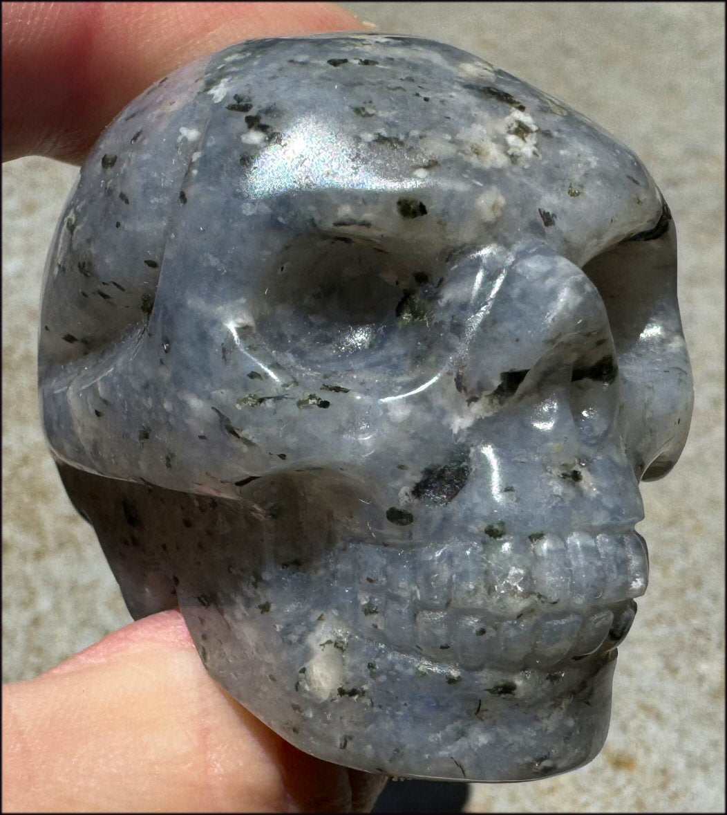 Dumortierite CRYSTAL SKULL - Balance Throat Chakra, Enhance communication