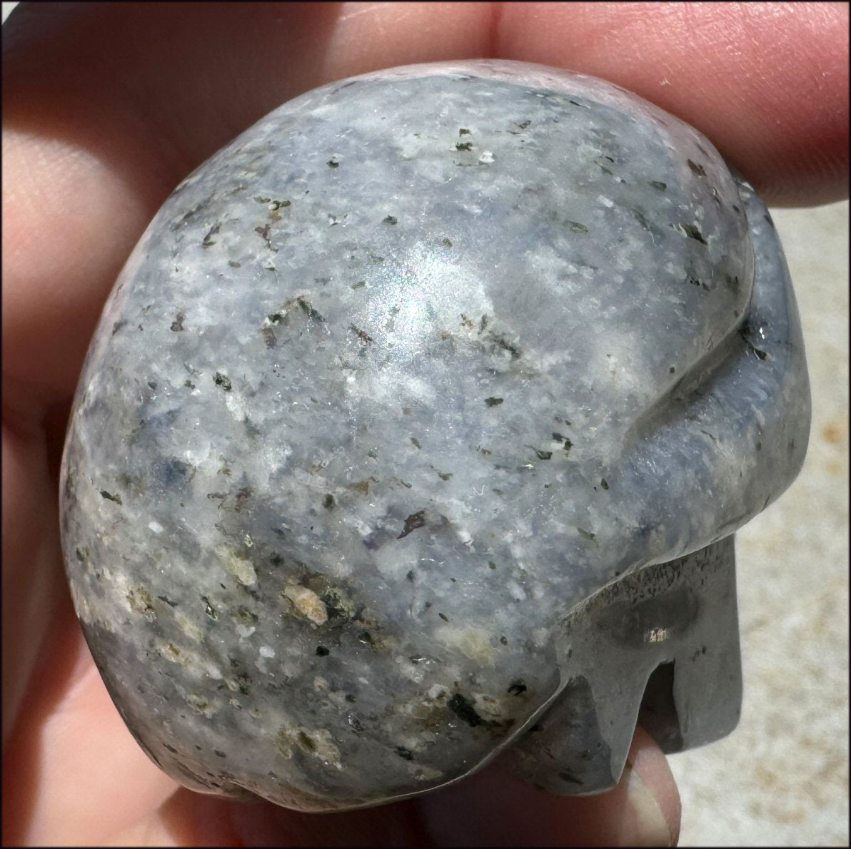 Dumortierite CRYSTAL SKULL - Balance Throat Chakra, Enhance communication