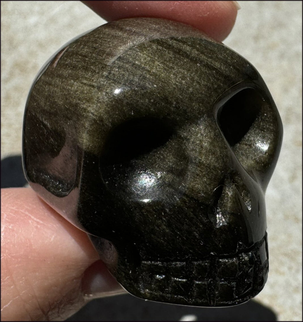 Golden SHEEN OBSIDIAN Crystal Skull - Clarity, Scrying