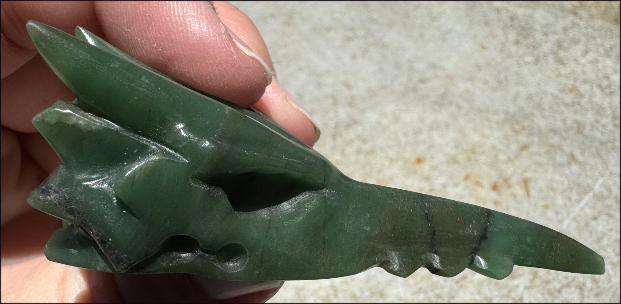 Nephrite Jade PHOENIX Crystal Skull - Serenity, Heart Chakra