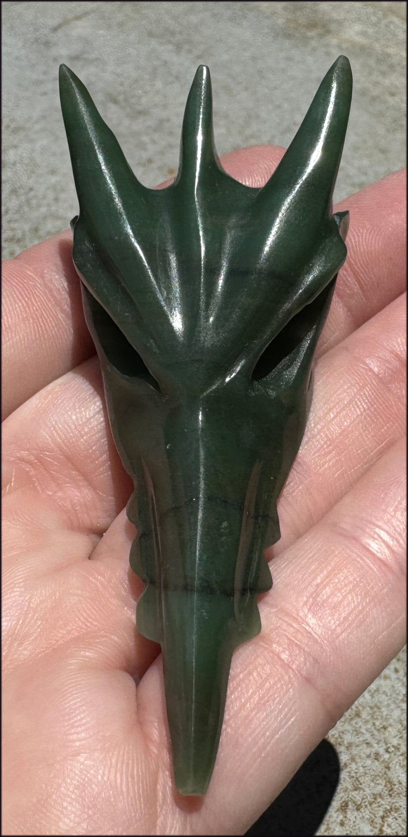 Nephrite Jade PHOENIX Crystal Skull - Serenity, Heart Chakra