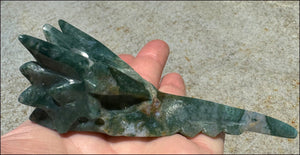 Lg. Moss Agate PHOENIX Crystal Skull - Re-birth, Heart Chakra