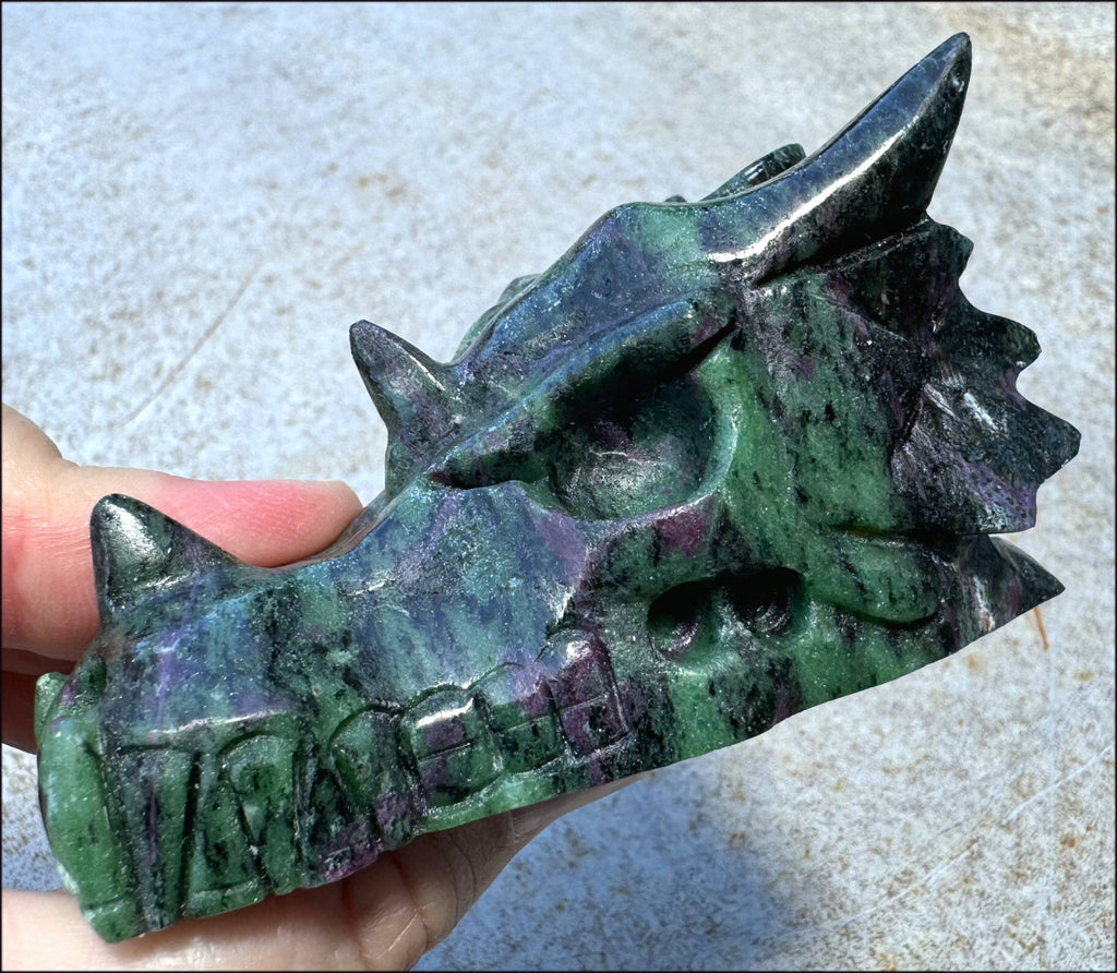 DARK Rubycrosite DRAGON Crystal Skull - Release old fears, Increase vitality