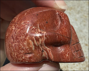 Red Spiral Jasper CRYSTAL SKULL - Focus + Clarity - with Synergy 4+ years